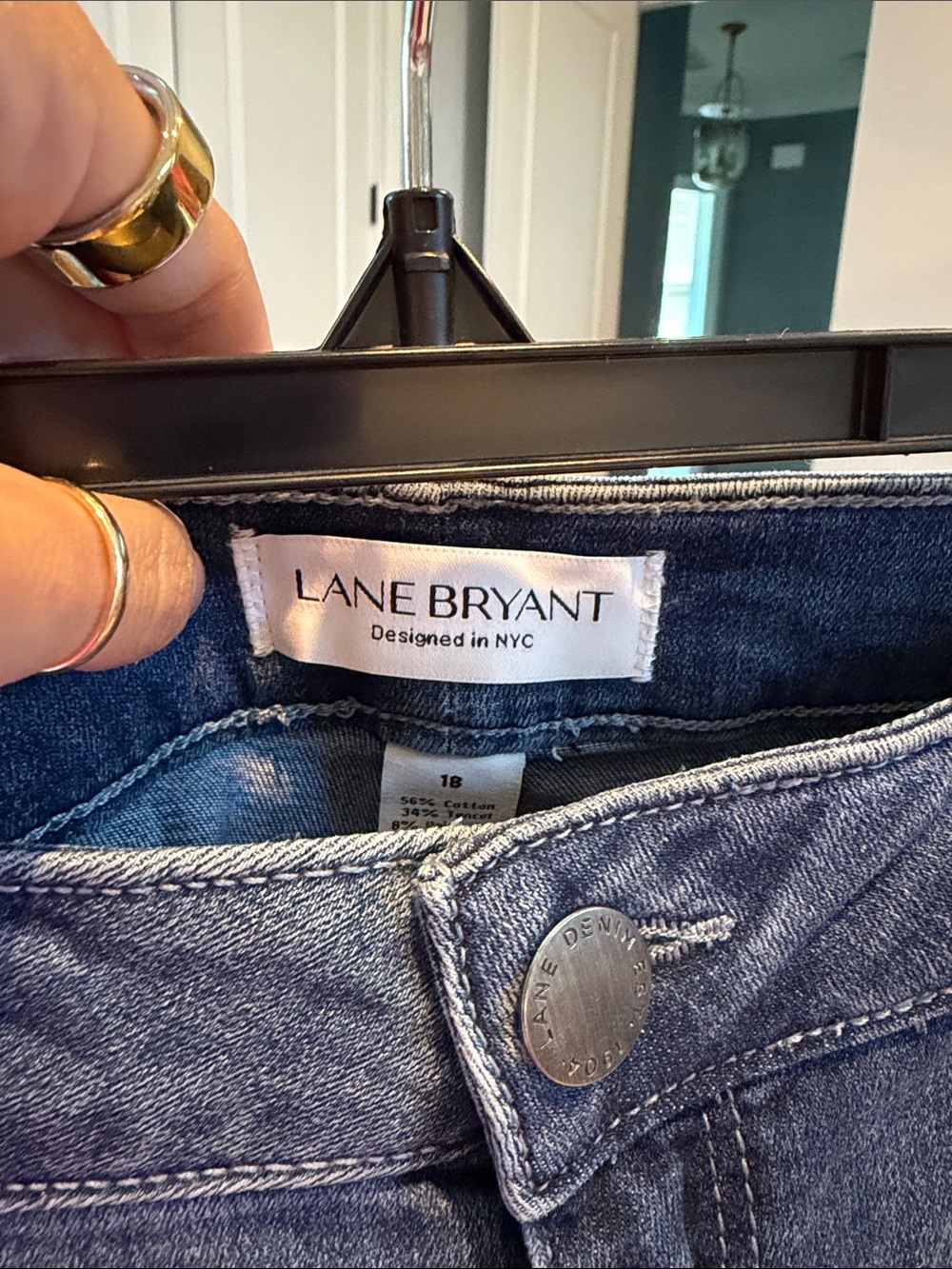 Lane Bryant Blue Cropped Jeans with Floral Embroidery - Picture 2 of 2